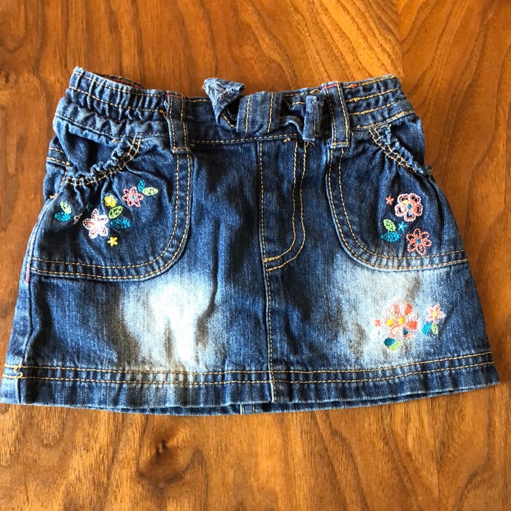 Healthtex denim skirt with embroidered flowers
